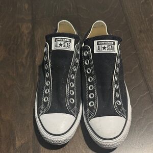Converse Black Slip-On Sneakers with White Accents